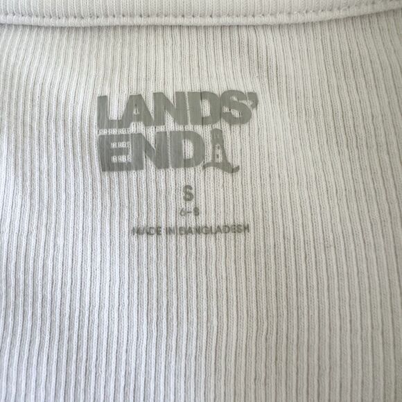 Land's End Tank Top Women's S White Ruffle Sleeve Ribbed Modern Classic Core - Picture 4 of 8